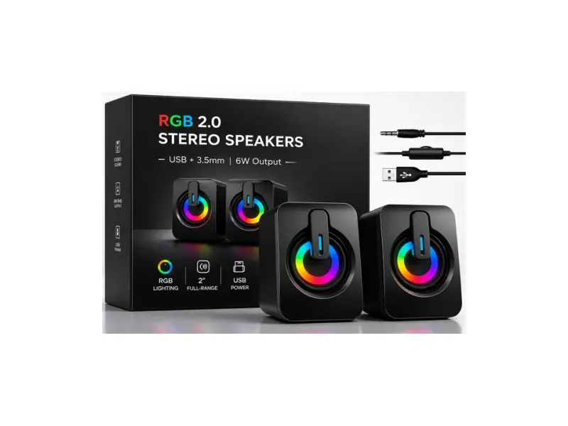 otoobest RGB Lights Computer Speaker 6W | 406 5 W Laptop/Desktop Speaker