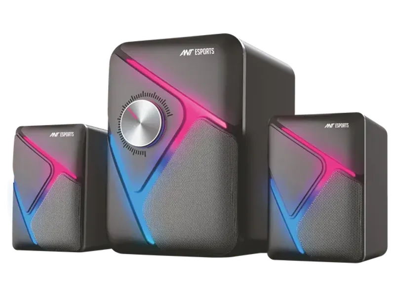 ANT Esports GS270 2.1 Stereo Wired Gaming Speakers With Subwoofer, RGB Lights Stereo Bass 11W - Black