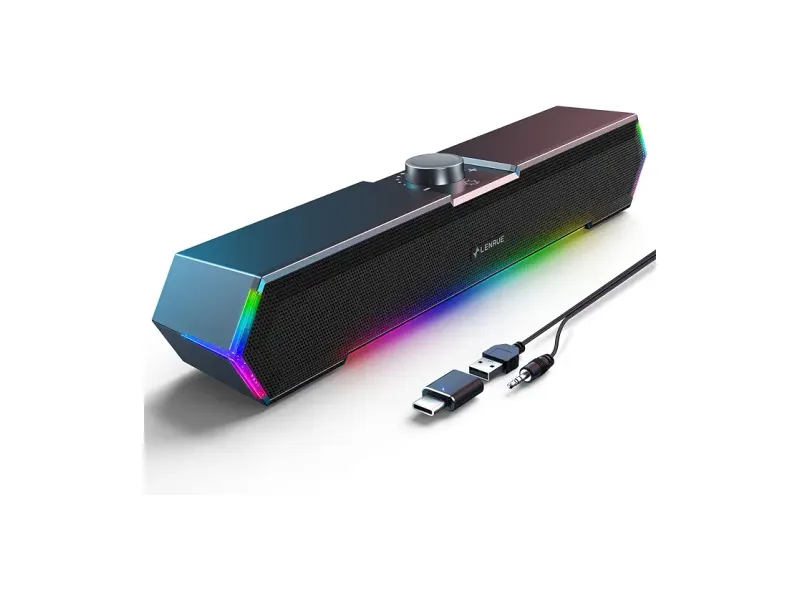 LENRUE G11 Computer Speakers for Desktop, Touch Lights PC Speakers with Surge Clear Sound, USB C/USB Powered for Computer Desktop PC Laptop Monitor