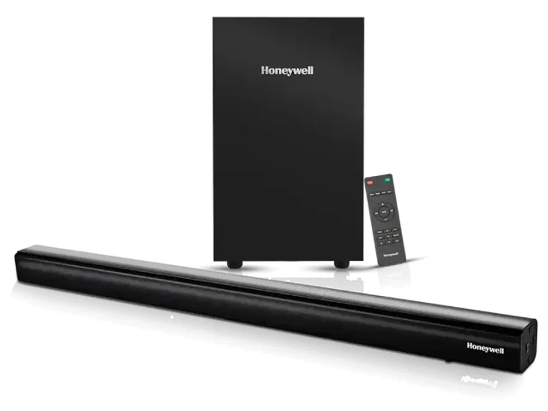 Honeywell Trueno U3000 Soundbar 200W, 2.1Ch Surround Sound Home Theatre, Deep Bass Down Firing Subwoofer, 3 EQ Modes, BT v5.3, AUX, USB, Optical Input, HDMI/ARC, Sleek Remote