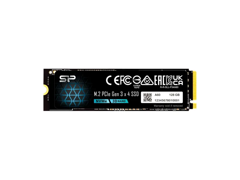 SP Silicon Power P34A60 128GB NVMe PCIe M.2 SSD, 3D NAND with SLC Cache, Up to 2,200MB/s, M.2 2280 Internal Solid State Drive for Desktop Laptop PC Computer