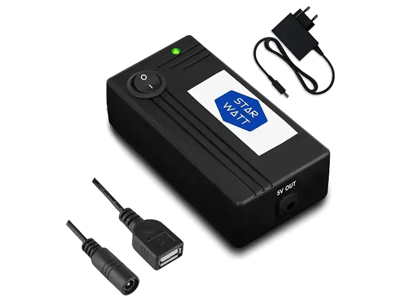 5V Mini UPS with Power Adaptor for 5V WiFi Routers, WiFi Cameras, Biometric & USB Powered Devices| Uninterrupted Power Backup for 3-10 Hours | Replaceable Battery