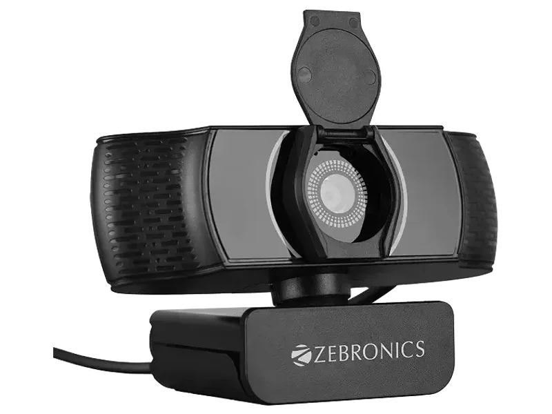 ZEBRONICS Pure Plus 4K Webcam, 3840 x 2160 (4K UHD), 30 FPS, Auto (Focus + White Balance + Brightness Correction), Built-in Microphone, Privacy Shutter, for Skype | Zoom | Meet | Teams