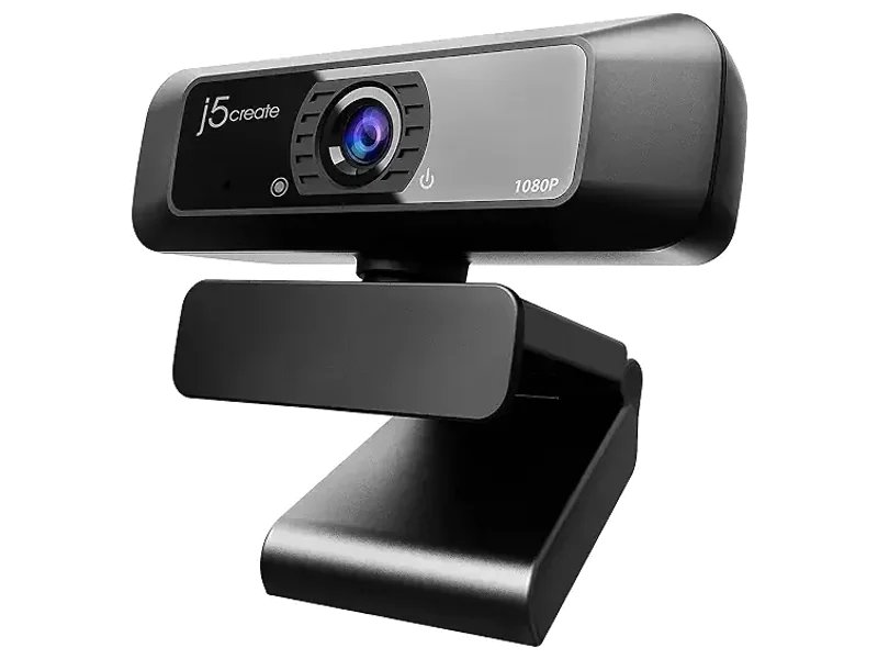 j5create Full HD 1080p USB Webcam for PC with Microphone, 30fps, H.264, 360° Rotation, F/2.4 Low-Light Lens, Clip & Desk Mount, Plug & Play for Zoom, Microsoft Teams, Google Meet & Skype