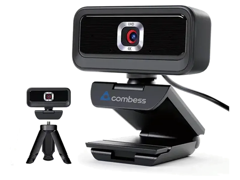 4K Webcam for PC, Computer Camera for Desktop, USB Webcam with Tripod,2 Noise Reduction Mics, Built-in Privacy Cover, for PC/Zoom/Skype/Team/Laptop/MacBook/Windows
